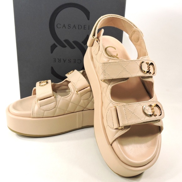CASADEI 🇮🇹 WOMENS BEIGE SOFT LEATHER SUMMER PLATFORM SANDALS